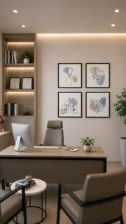 ست مخصوص متخصصین داخلی با تابلو لاین آرت و طرح دکوراسیون مطب
